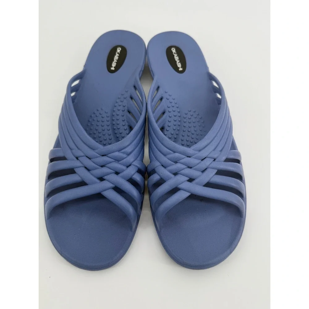 Okabashi Womens Georgia Cross-Strap Slide Sandals Indigo Blue Size L 9.5-10.5